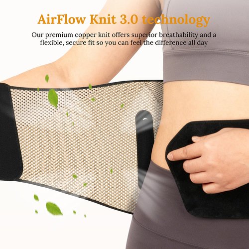 JIUFENTIAN Copper Back Brace for Lower Back Pain with Composite Support Technology for Herniated Disc, Sciatica & Recovery - AirFlow Knit 3.0 for Enhanced Durability and Breathability(Large)