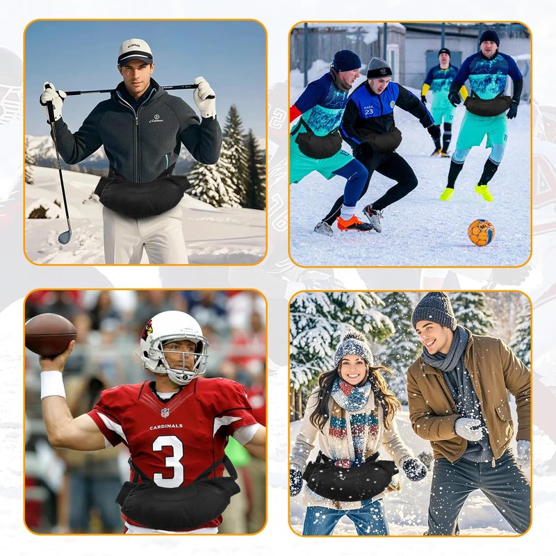 2 Pcs Football Hand Warmer Pouch, Football Warmer Bag Black HandWarmer Pouch Hand Muffs with Zipper Pocket and Adjustable Strap for Soccer, Golf, Fishing, Winter Outdoor Walk (Youth)