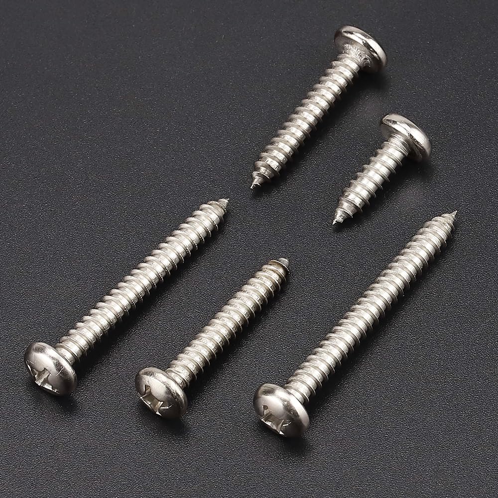 #14 x 1-1/2" (50 Pack) Stainless Steel Phillips Pan Head Wood Screws, Stainless Steel 304 (18-8), Pan Head Sheet Metal Screws Self Tapping for Wood