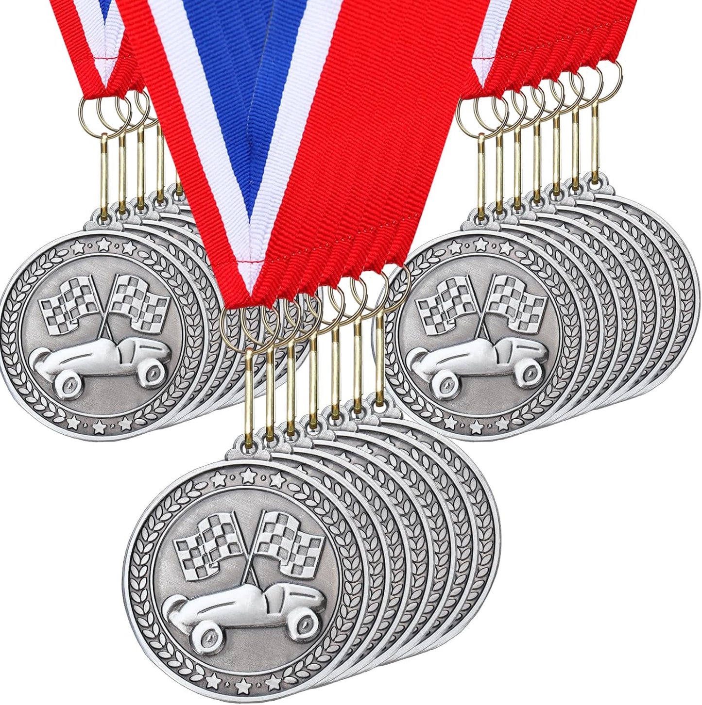 Remuuly Silver Medals - 30 Pcs 2'' Sports Awards for Basketball, Soccer, Volleyball & Hockey | Includes Neck Ribbons
