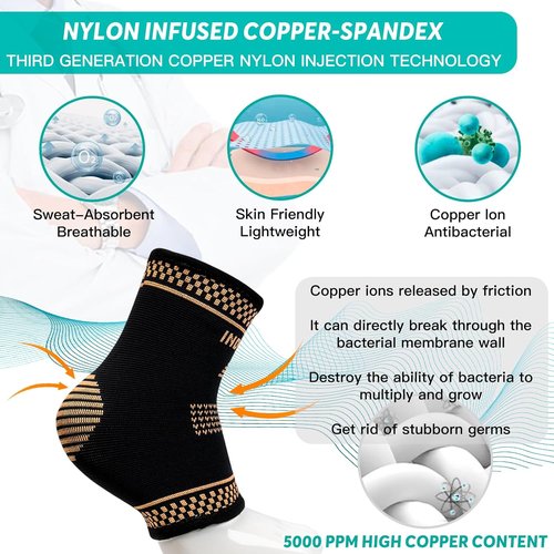 INDEEMAX Copper Ankle Brace - Compression Sleeve for Ankle Support & Pain Relief | Size L
