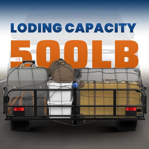 KUIPERAUTO Folding Rack Hitch Mount Cargo Carrier - 500 Lbs Capacity | 60" x 24" x 14" Heavy Duty for SUV & Truck