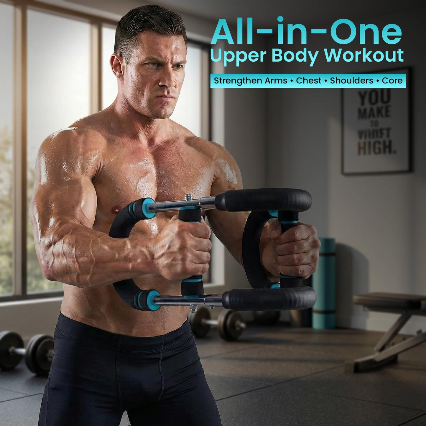 Mr Sculpt Gorilla Bar 90-120lb, Adjustable Twister Arm Trainer for Chest Workout. Muscle Trainer for Enhancing Upper Body Muscle. Home Gym Equipment for Body Strength. Portable Power Twister bar