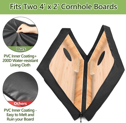 GOBUROS Cornhole Carrying Case - Fits Regulation Size Boards | Padded Shoulder Strap & Sandbag Pockets