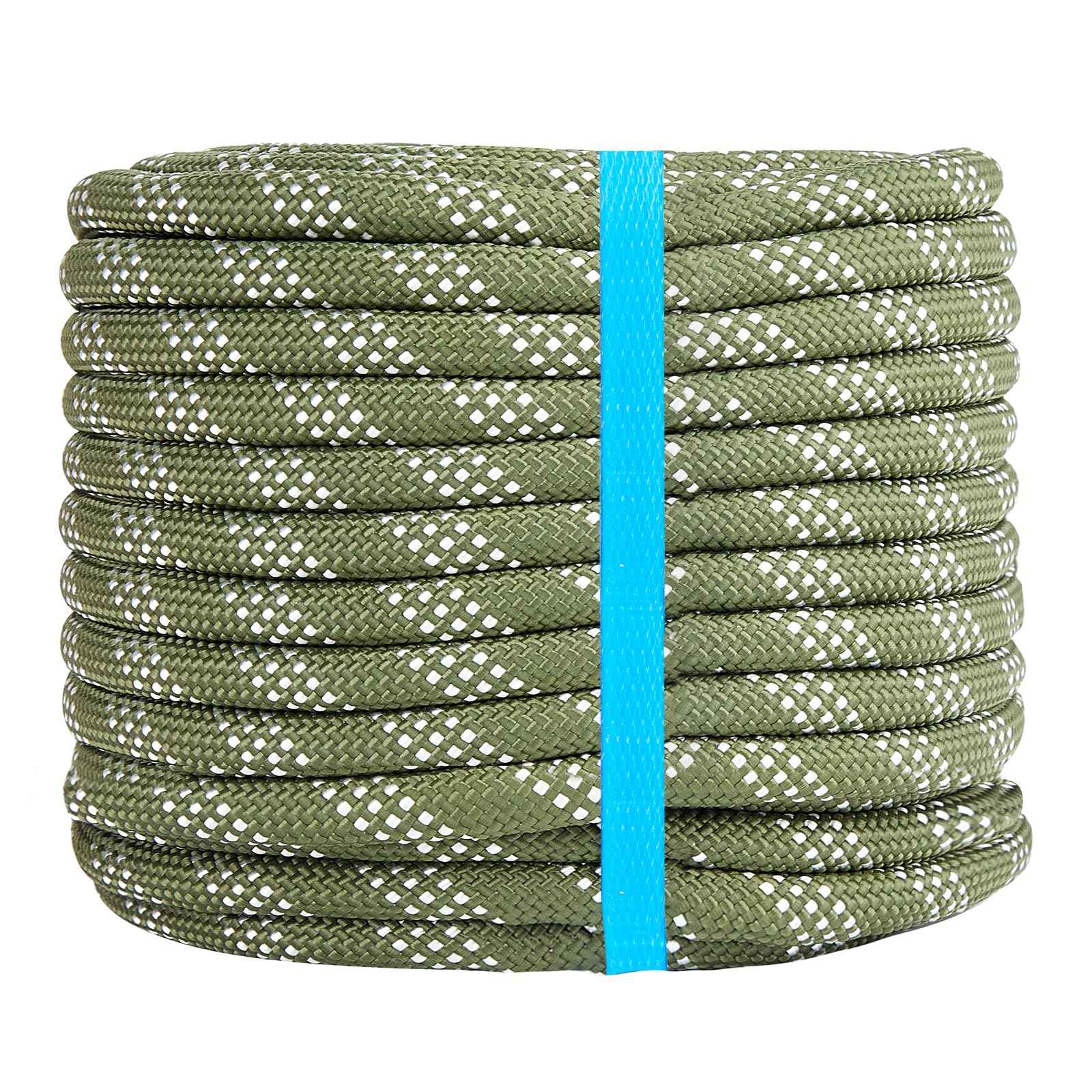 1/2 Inch 50ft Double Braided Polyester Arborist Rope, Heavy Duty Nylon Rope for Anchor, Tree Work, Cargo, Pulling, Sailing(ArmyGreen)