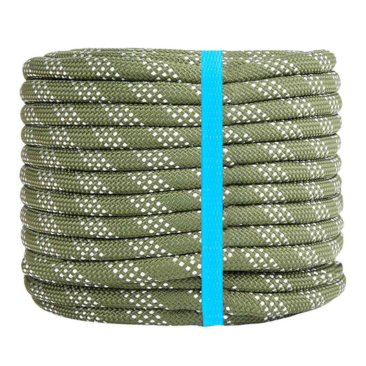 1/2 Inch 50ft Double Braided Polyester Arborist Rope, Heavy Duty Nylon Rope for Anchor, Tree Work, Cargo, Pulling, Sailing(ArmyGreen)