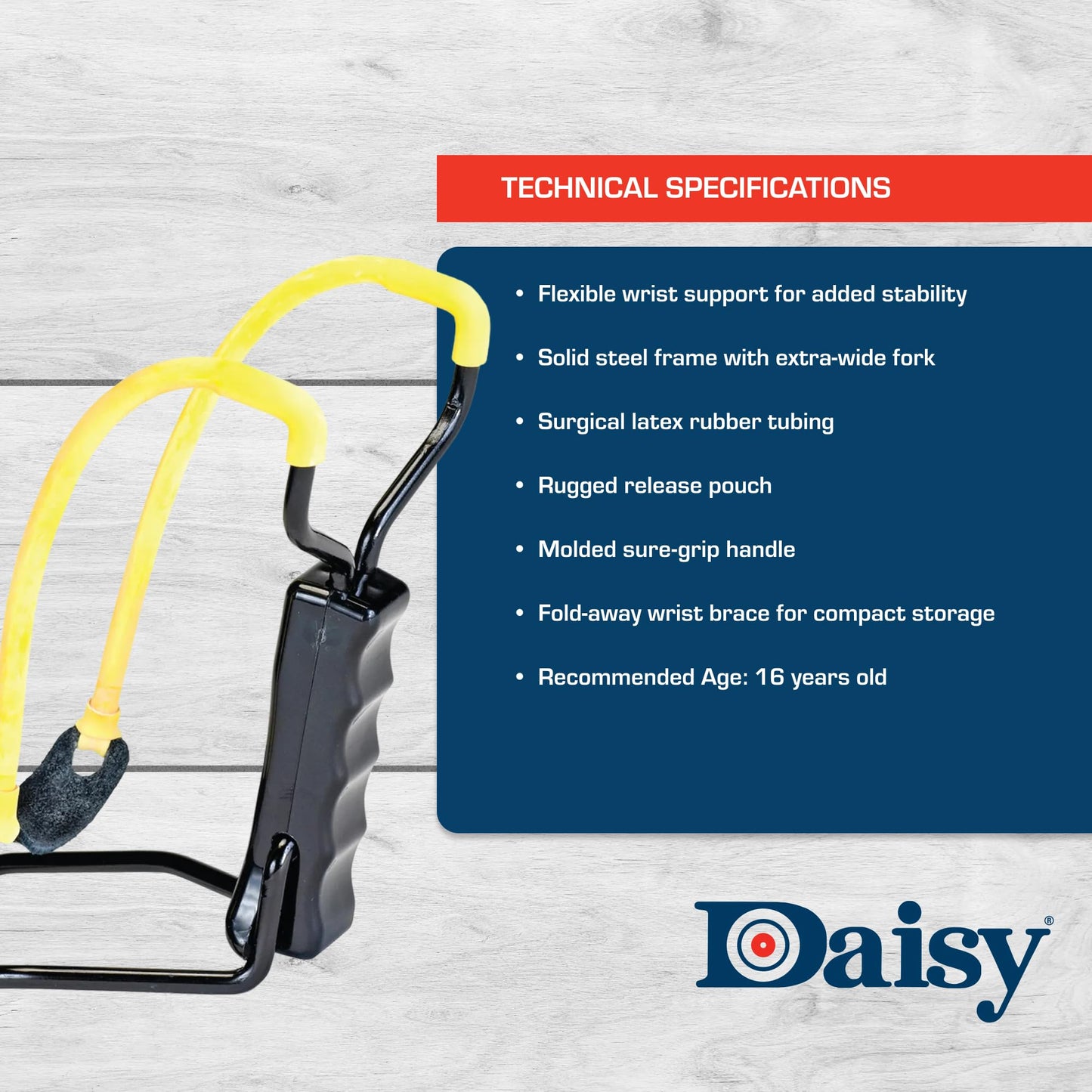 Daisy B52 Wrist Support Slingshot - Black/Yellow