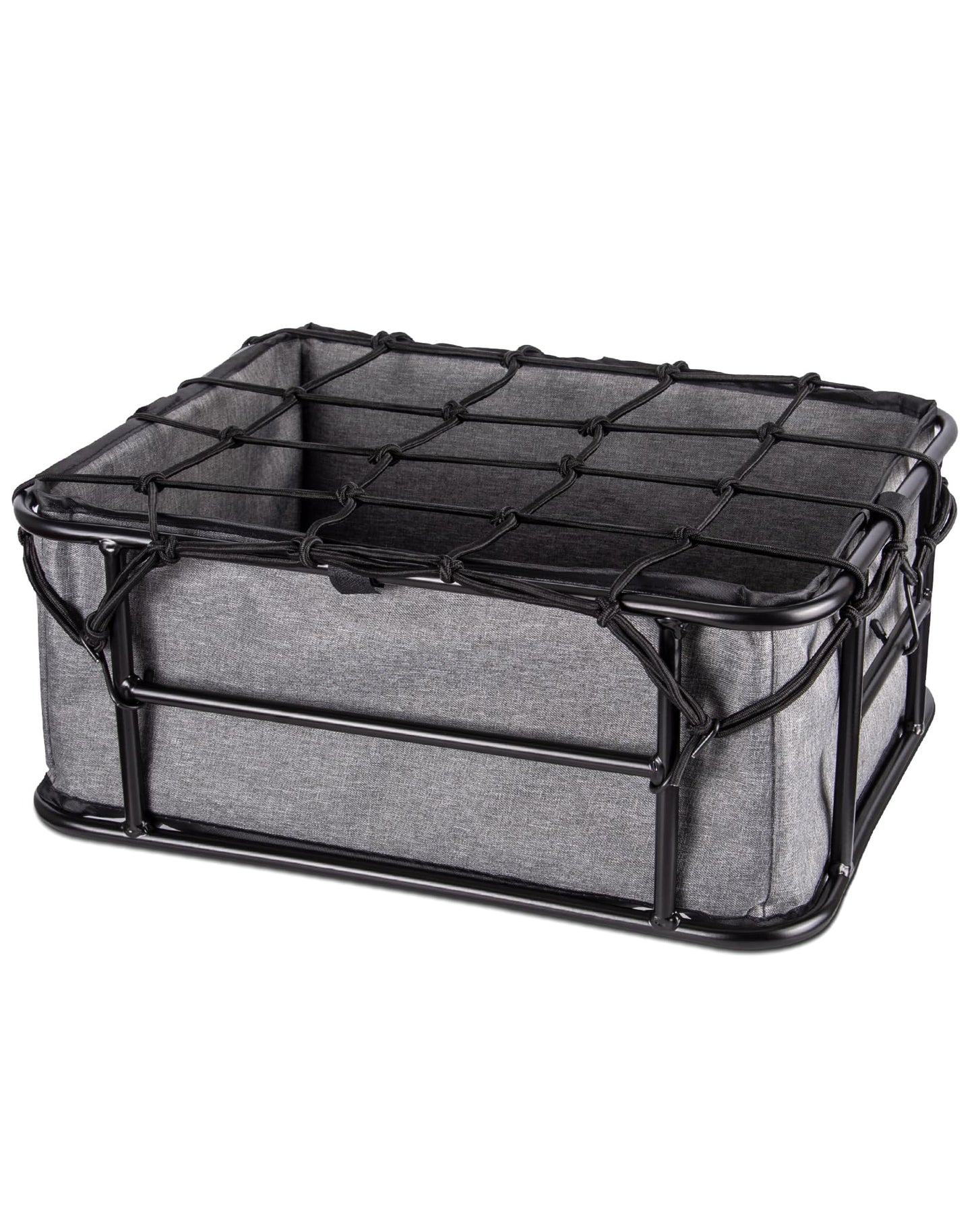 RoakyRoasy Lightweight Bike Rear Basket for Adults with Net and Liner, Steel Frame Bicycle Cargo Carrier Back Rack Mounted 20L Large Capacity, Light Yet Durable