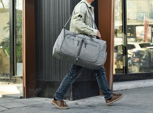 Dimayar 65L Travel Duffle Bag - Waterproof Foldable Duffel with Shoes Compartment | Gray