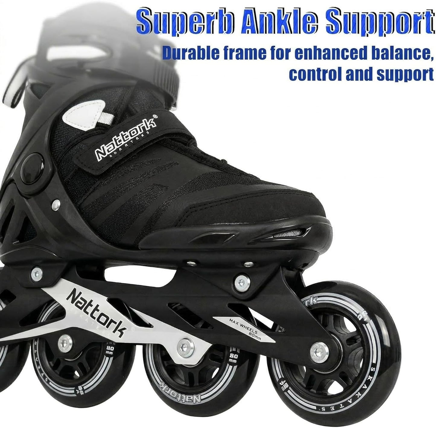 Nattork Inline Skates for Adults - Fitness Blades with Aluminum Frame & Breathable Mesh | Smooth PU Wheels
