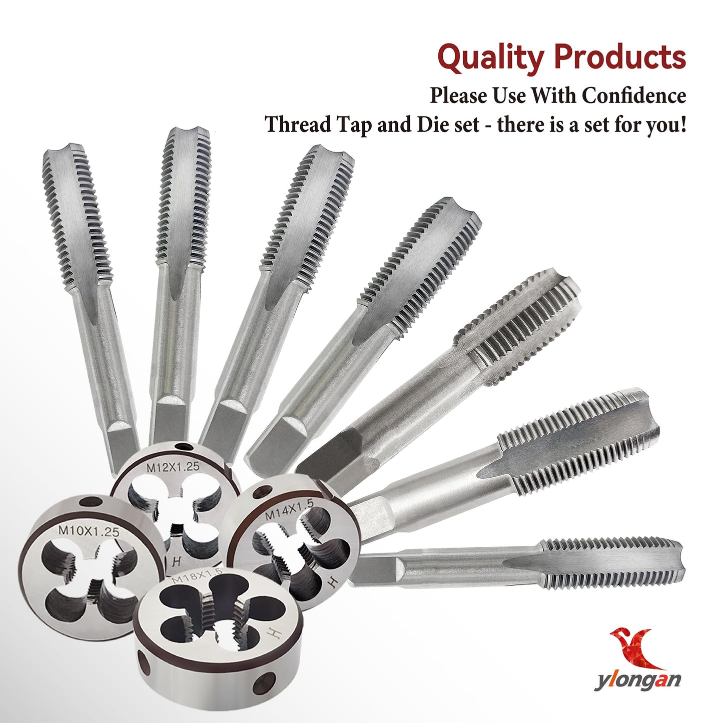 M12X1.25 Tap and Die Set, Metric Right Hand M12 x 1.25 Tap Die Set, M12 x 1.25 mm High-Speed Steel Thread Milling Tap and Die Suitable for Various Metals