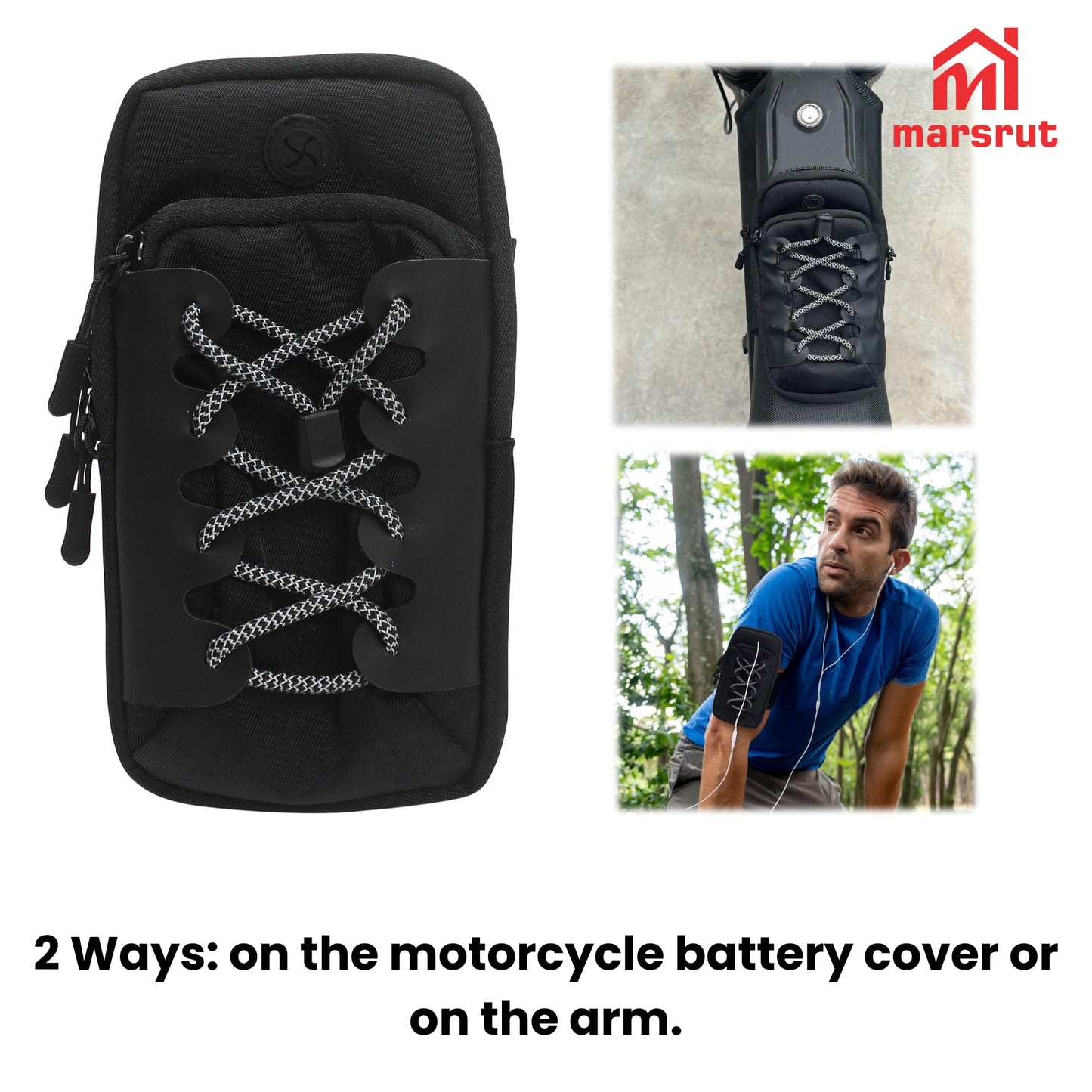 Marsrut Phone Bag for Ebike, Pouch Fits for Surron Light Bee/Talaria/X160/X260/E Ride Pro/Surron Ultra Bee EDirt Bike, Motorcycle Front Battery Frame Cover Storage Bag for Electric Dirt Bikes (Black)