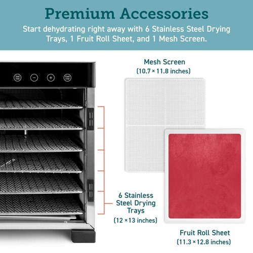 COSORI Food Dehydrator Accessories, for 6 Tray CP267-FD Only, BPA-Free, C267-2ST, Stainless Steel Sheets, 2 Pack