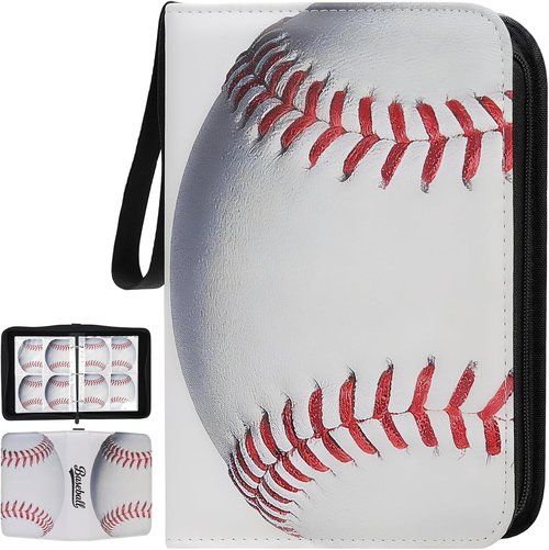 Baseball Card Binder - 4 Pocket Trading Card Holder with 400 Pockets & 50 Removable Sleeves | Portable Collectible Album for Kids