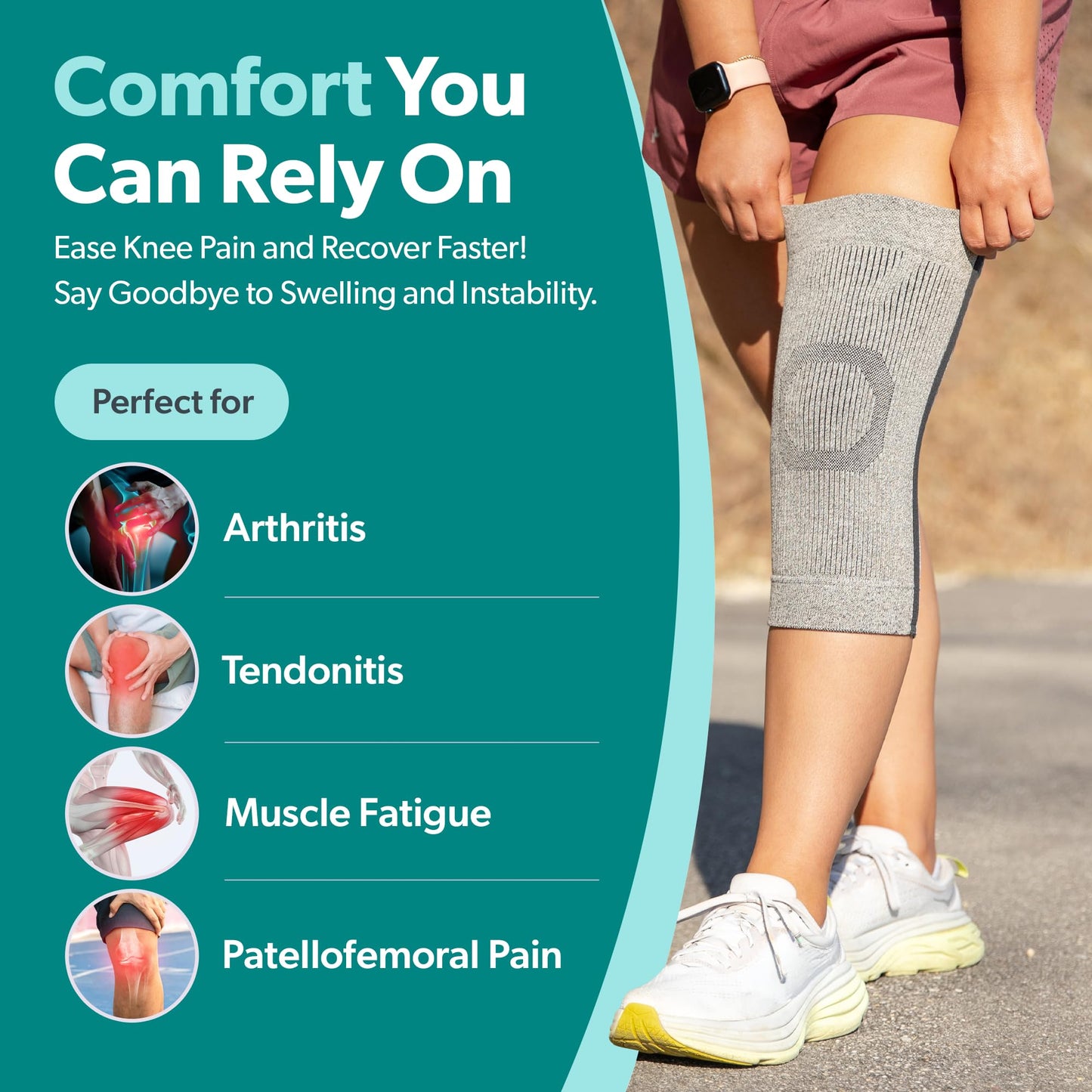 BraceAbility Knee Compression Sleeve - Knit Knee Pain Brace for Men or Women, Arthritis Relief, Meniscus Tear, Running, Workout, Sports, Swelling, Athletic Support for Joint Stability (XL/2XL Gray)