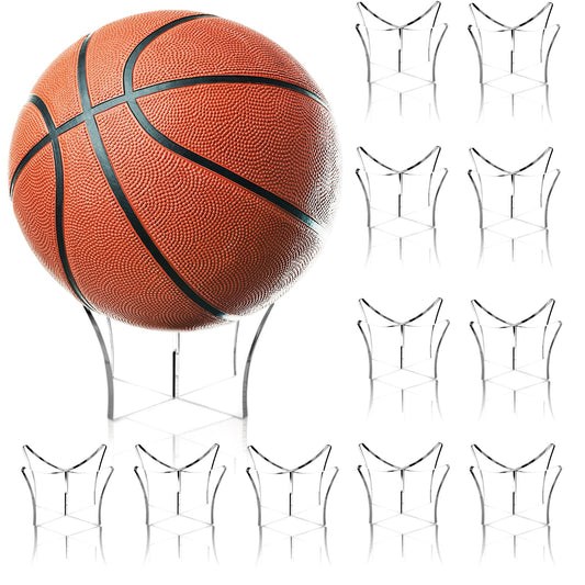 Lyellfe 12 Pack Acrylic Ball Stand, Ball Display Stand Holder, Football Basketball Holder, Trophy Autograph Memorabilia Display Case for Volleyball Rugby Soccer