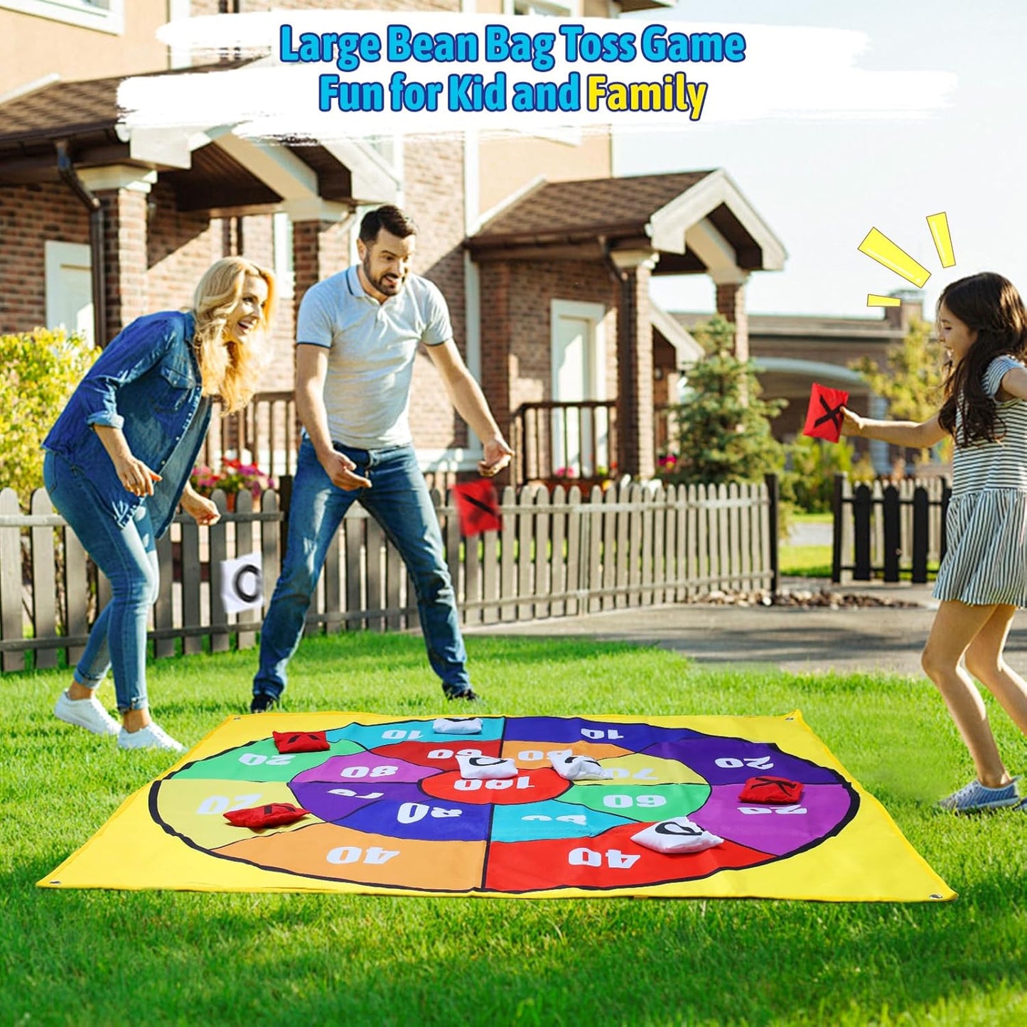 Skiennix 2-in-1 Giant Tic Tac Toe & Bean Bag Toss Game - Double-Sided 4.5Ft for Outdoor Fun