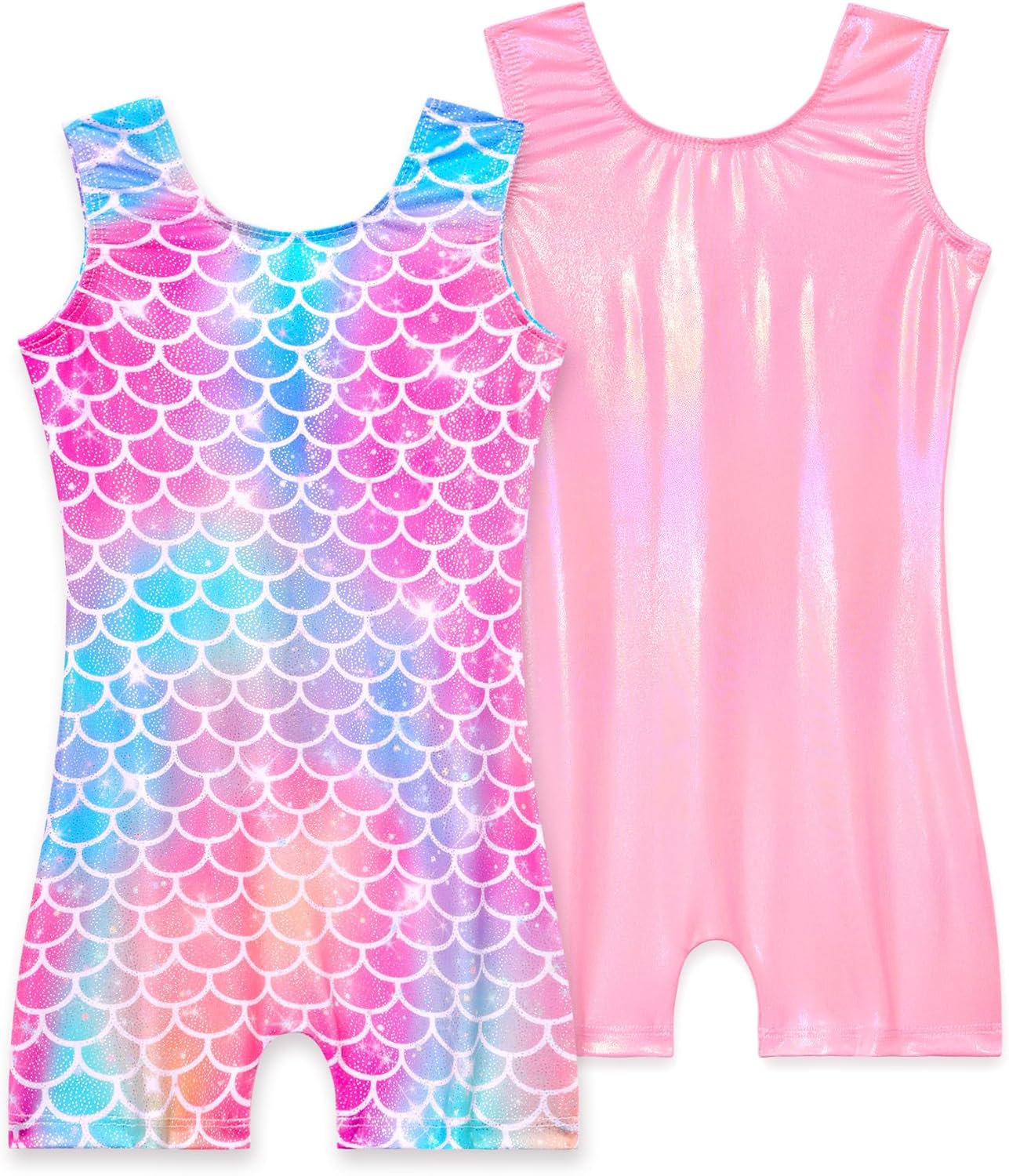 Skiennix Girls' Sparkly Gymnastics Leotard - Sleeveless Tumbling Unitard | 2-Pack Biketards
