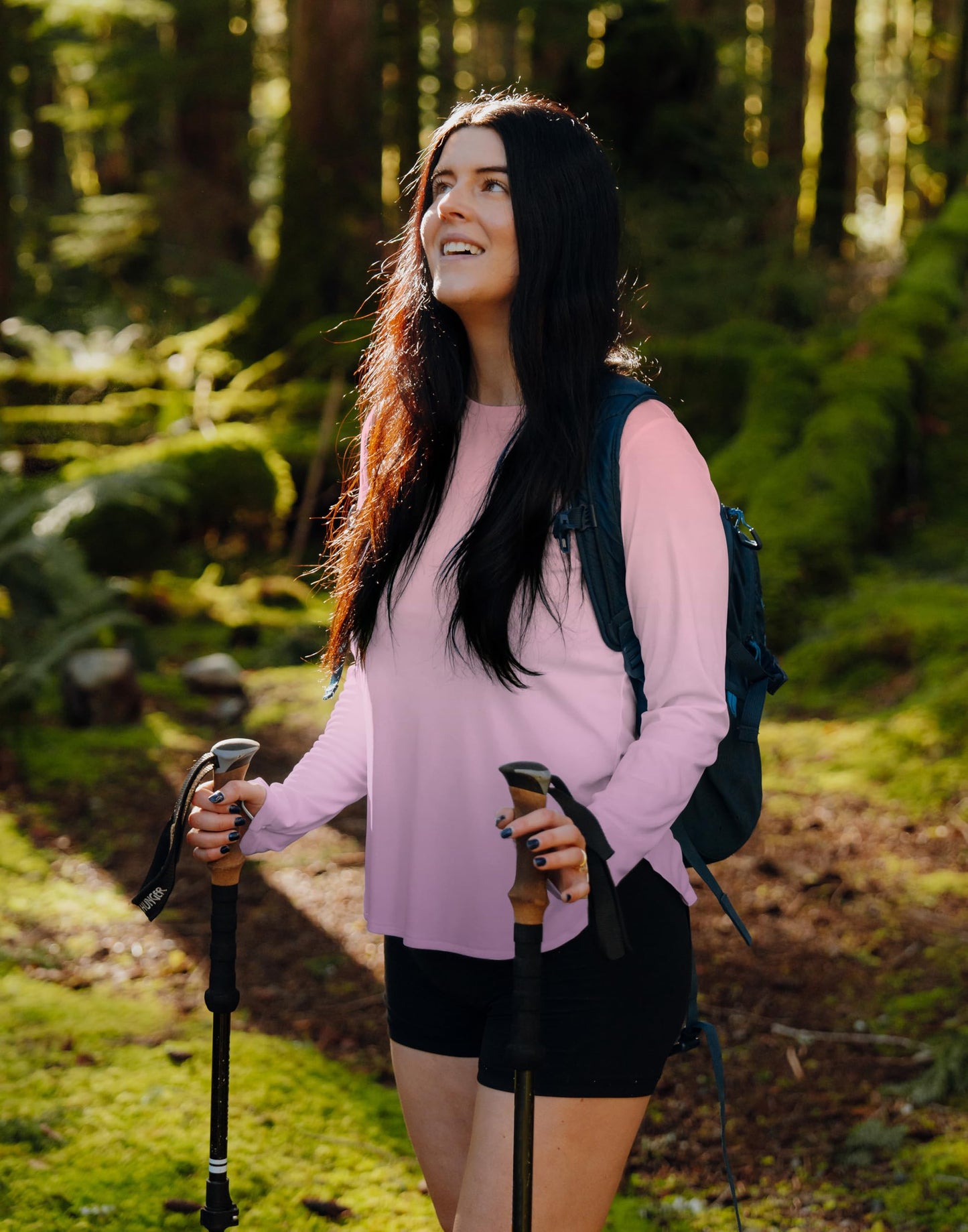 Women's Sun Shirts UPF 50+ Long Sleeve UV Protection Shirt Lightweight Quick Dry Workout Hiking Tops for Women(Pink/Purple Gradient,L)