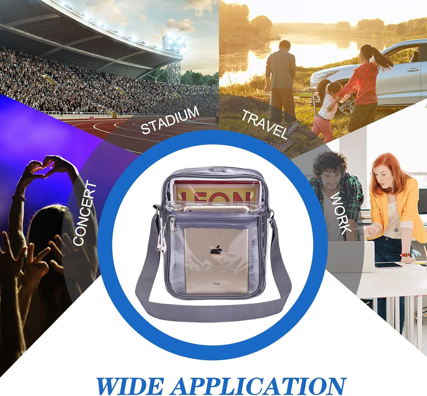 USPECLARE Clear Purse - Stadium Approved Clear Messenger Bag for Men & Women | Durable & Stylish