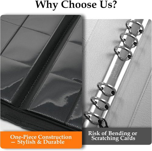 Card Binder 9 Pocket - Premium Durable Album for 360 TCG, MTG & Sports Cards | Black Zipper Design