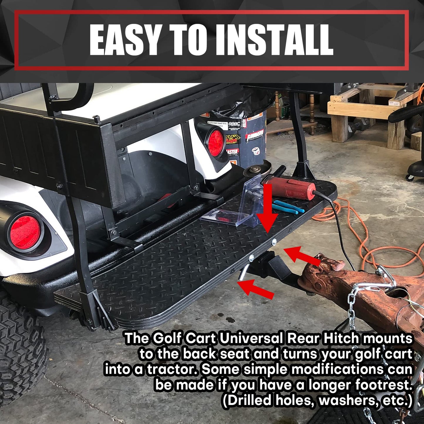 Golf Cart Hitch with 2 Inch Receiver - Fit for Club Car, EZGO, Yamaha