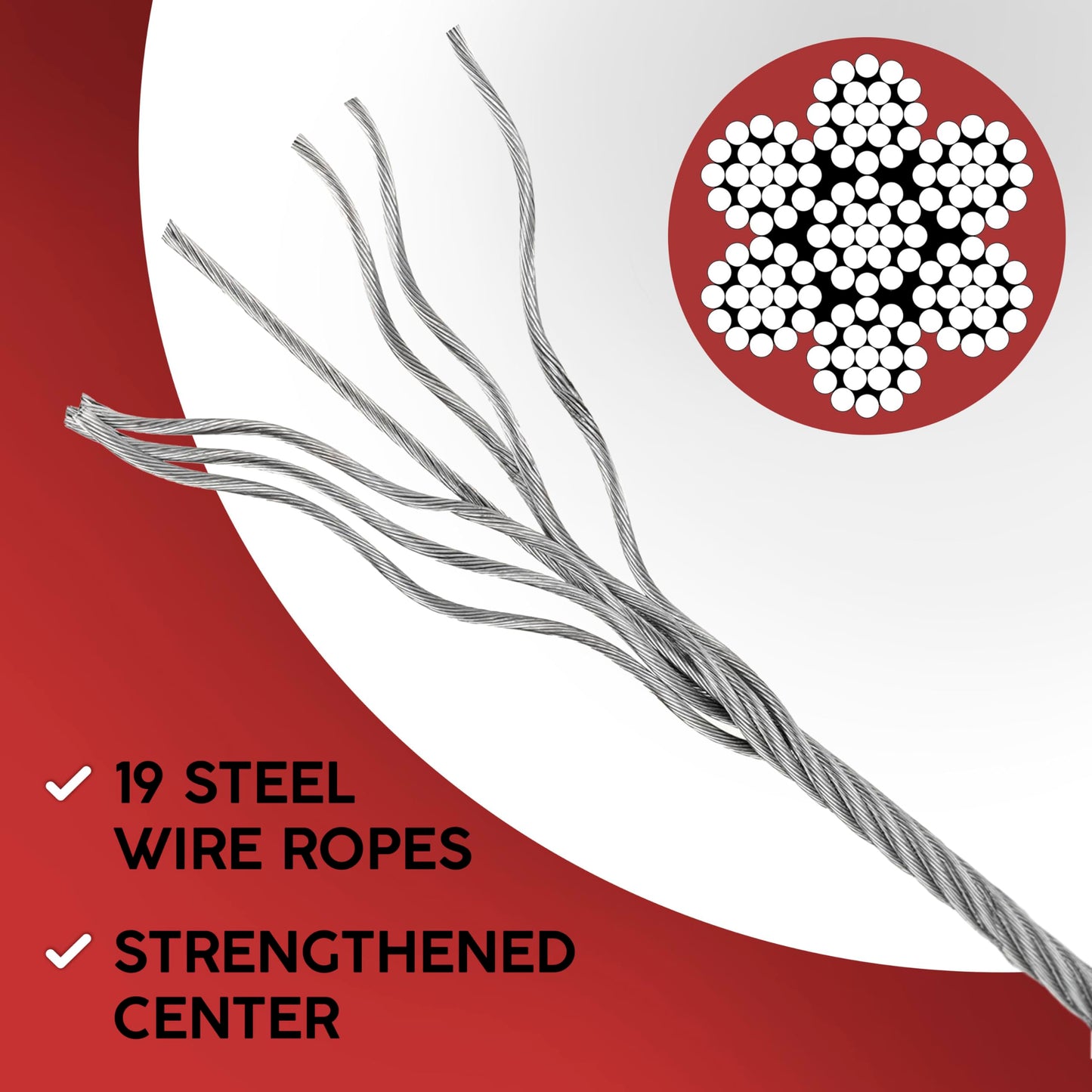 2 Pack 9.6 FT Garage Door Cables Torsion Spring Wire, Replacement Cable Wire, Garage Door Replacement Parts