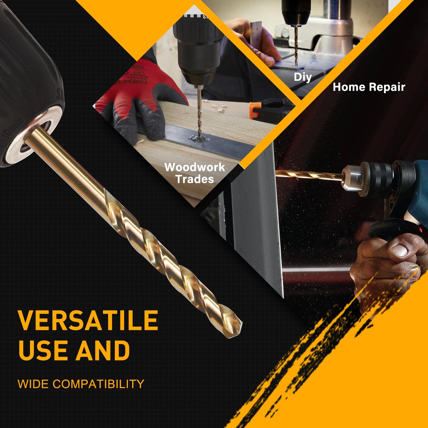 ROGAPER 13Pcs Cobalt Drill Bit Set, M35 HSS Jobber Length Drill Bit for Hardened Metal, Cast Iron, Stainless Steel, Plastic, and Wood, 1/16" - 1/4"