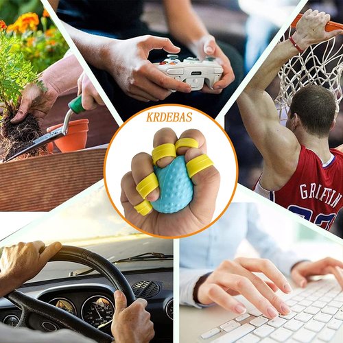 Hand Exercise Ball Squeeze Balls for Hand Therapy Finger Extension Exerciser Finger and Wrist Strengthener, Hand Grip Strengthener for Elderly, Weak Hand, Arthritis, Stroke, Carpal Tunnel(Blue -10LB)