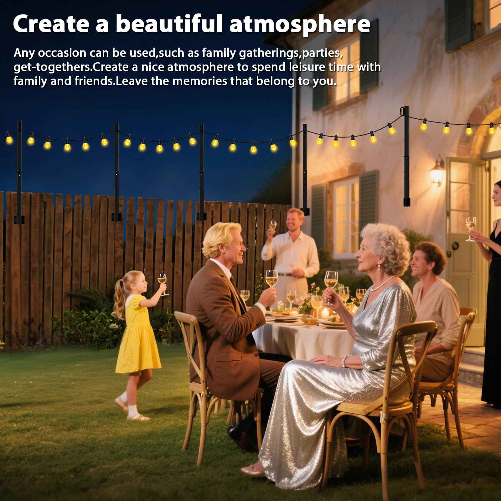 Mutovlin 4 Pack String Light Poles,2.8 Ft Light Poles for Outside String Lights,Outdoor Lights Pole with Fork,Metal Poles Stand for Patio Deck Backyard