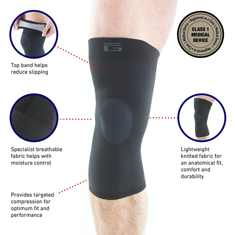 Neo-G Knee Sleeve for Daily wearing, Good for Sprains, Strains, Weak Muscles - Knee Sleeves for Men and Women – Fits for sports Running, Hiking, Yoga, Basketball - Airflow - Large - Black