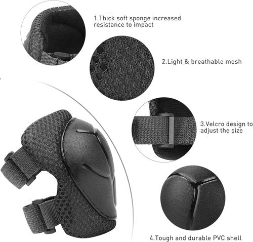 KUYOU Kids Protective Gear Set - Knee & Elbow Pads for Roller Skating, Cycling, BMX, and Skateboarding