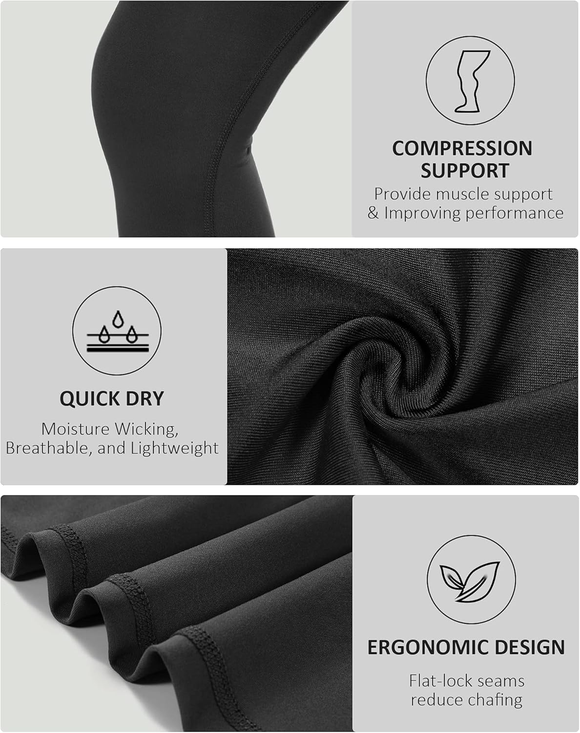 Roadbox Boys Compression Pants - Quick-Dry Spandex Leggings for Youth | 2-Pack Running & Football Tights
