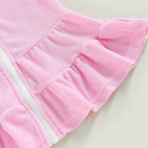 CIYCUIT Toddler Girls Swim Cover-Up - Hooded Design with Zipper for Easy On/Off