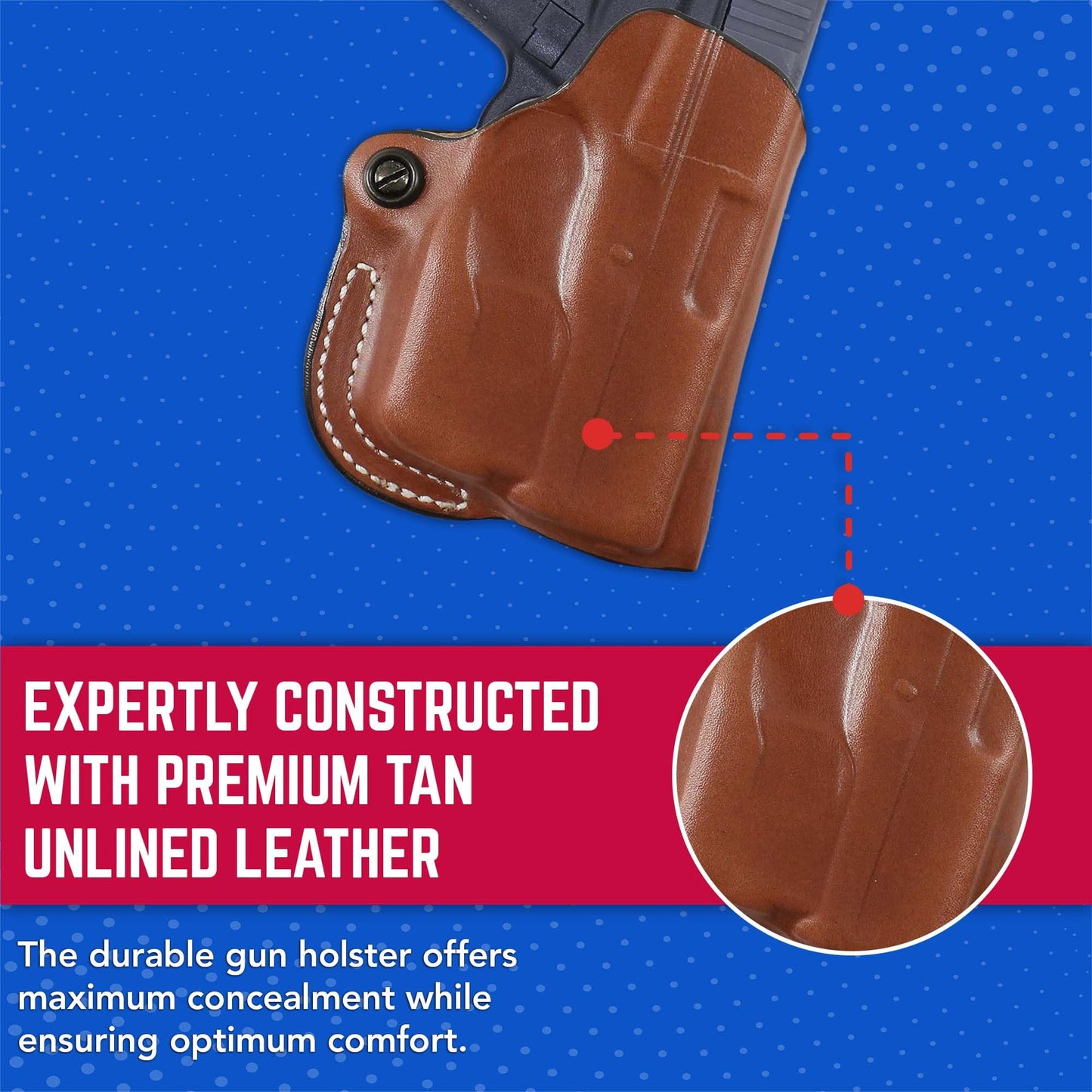 DeSantis Mini Scabbard OWB Gun Holster - Leather Adjustable Belt Holster for Pistols, Secure Grip, Fits the Glock 43 w/Streamlight TLR-6, Glock 43X w/Streamlight TLR-6 - Right Hand Draw, Tan