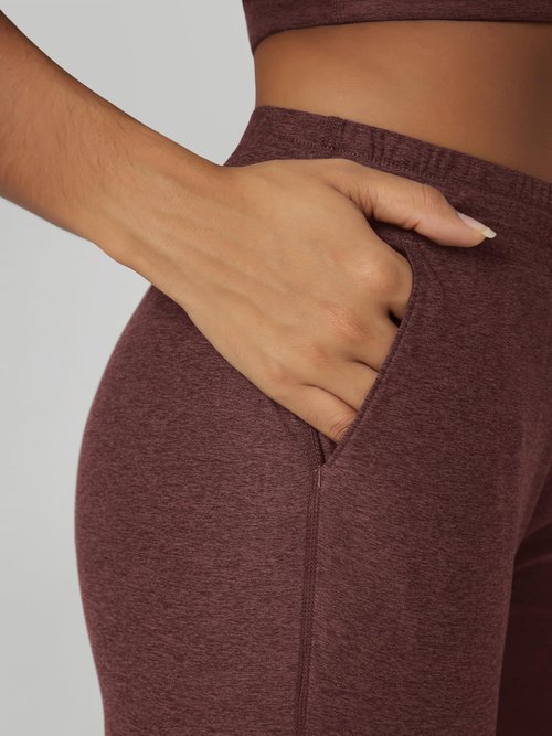 ODODOS Women's Performance Joggers - Ultra Soft odSTRATUM Tech Sweatpants - 25" Mid Rise Cropped Pants with Pockets, Java Heather, X-Small