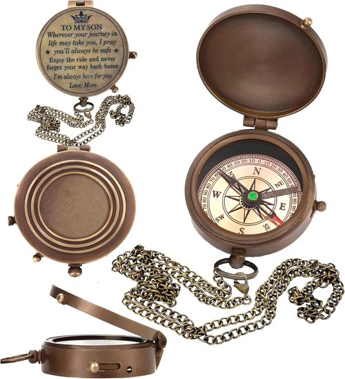 WOANIN Son Gift, Mom to Son Compass, to My Son Love Mom – Mother to Son Gifts/Dad to Son - Graduation Day Gifts fSon Birthday Gifts - Confirmation (Mom to Son Compass)