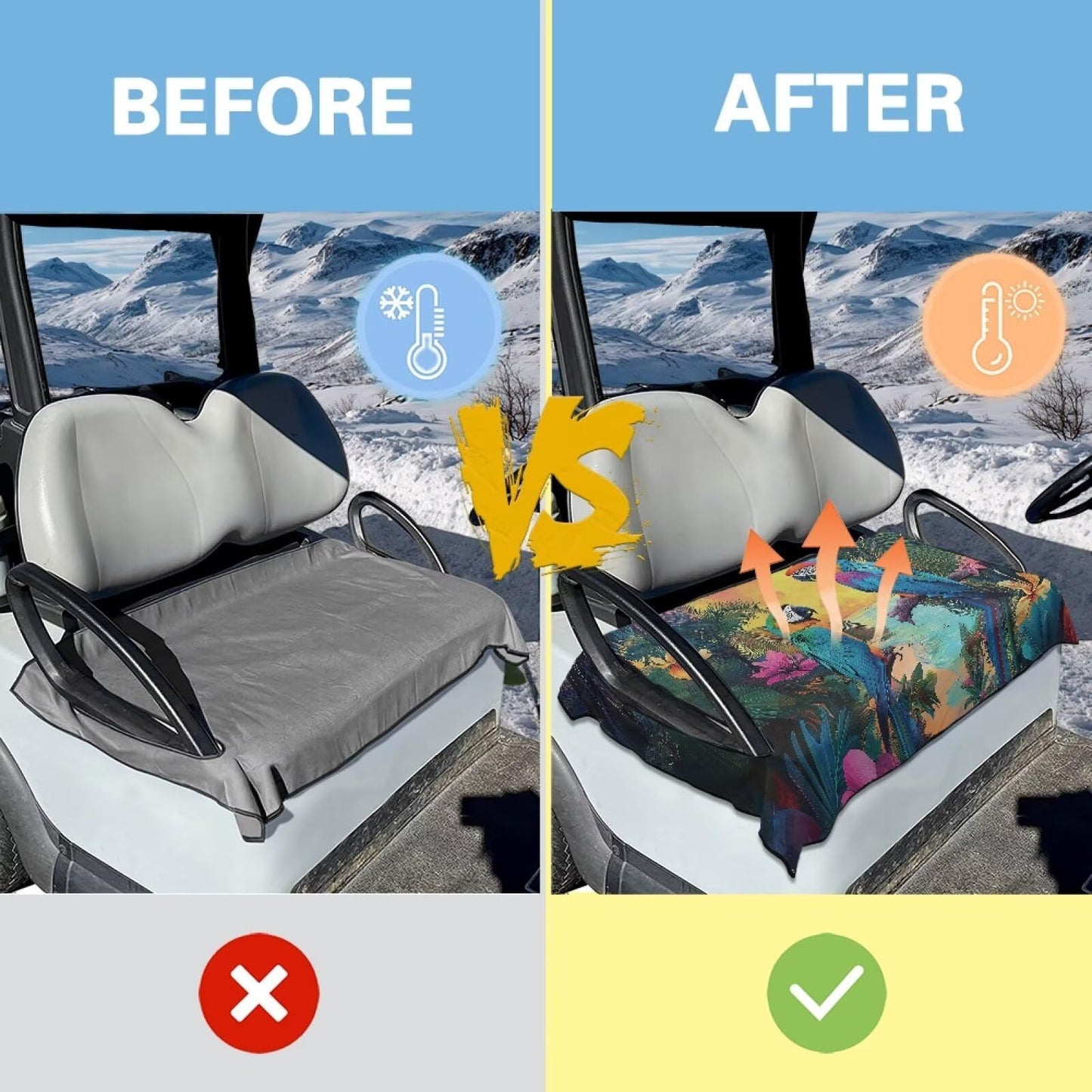 Oramclsy Tropical Flower Golf Cart Seat Cover Parrot Aesthetic Golf Cart Seat Blanket for Club Car Universal Towel Accessories Keeps Warm in Cold