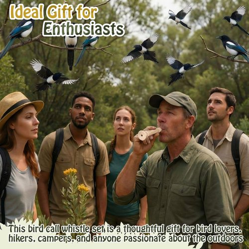 Shappy 9 Pcs Wooden Bird Call Set Handmade Bird Call Gifts for Birdwatchers, Nature Lovers, Outdoor Exploration Activities Camping Trips Realistic Sounding Whistle