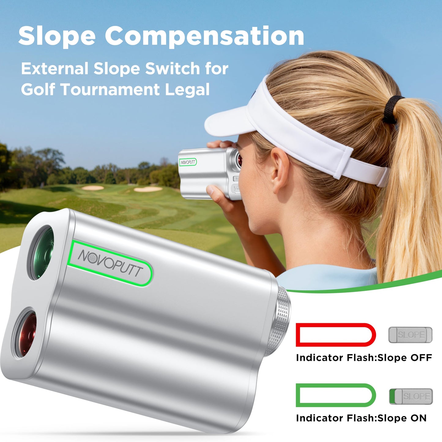 1200 Yards Golf Range Finder with External Slope Switch, Magnetic Aviation Aluminum Body, 7X Magnification Laser Rangefinder for Golf & Hunting, USGA Tournament Legal, USB-C Rechargeable & 0.5S Lock