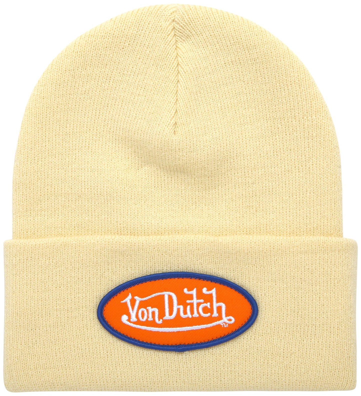 Von Dutch Womens Beanie Hat - Soft Cuffed Knitted Skull Cap Graphic Winter Beanie for Women with Embroidered Logo, Size One Size, Black Patch