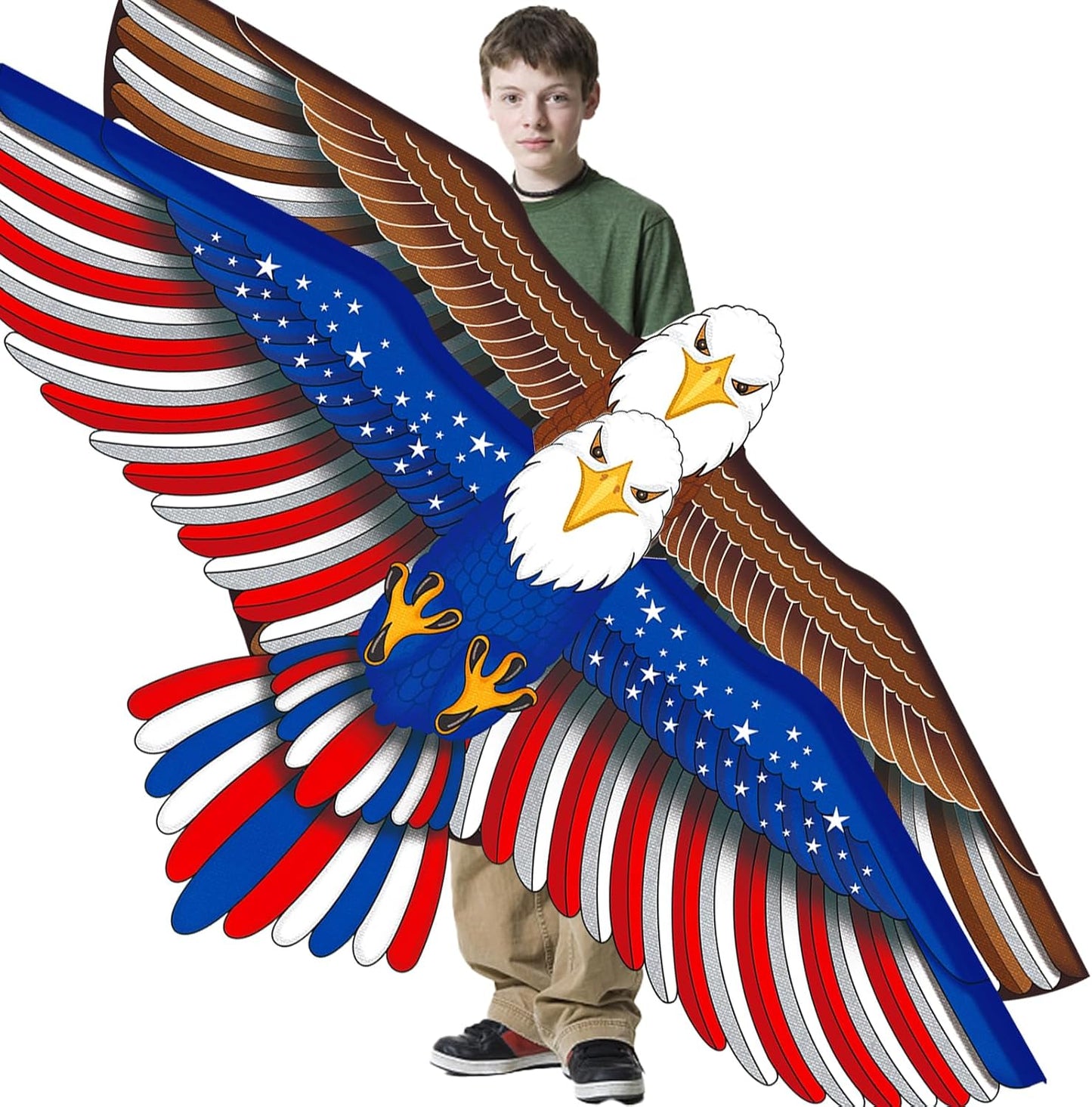 Patriotic Eagle & Dragon Kites by [Brand Name] - Easy to Fly Huge 2-Pack for Kids & Adults | 328FT String Included