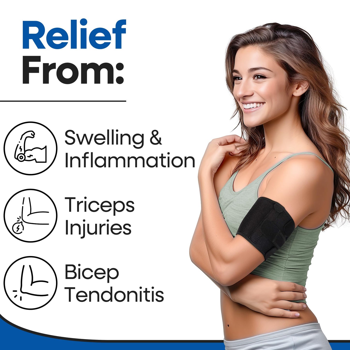 ARMSTRONG AMERICA Bicep Tendonitis Brace, Bicep Band & Upper Arm Compression Sleeve I Triceps & Biceps Muscle Support For Upper Arm Tendonitis Pain Relief Or Bicep Strains (LARGE 10" to 16")