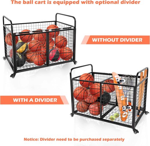 Heodmaem Ball Cart Storage - Extra Large Heavy-Duty Basketball Cage Bin for Indoor/Outdoor Use