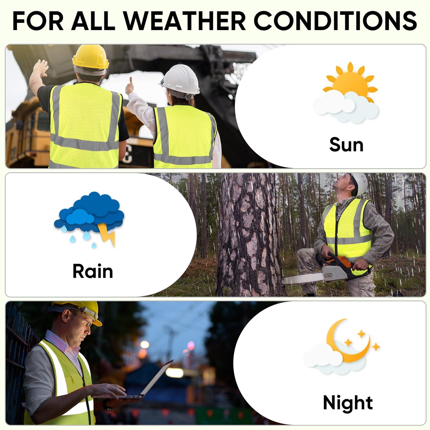 TICONN Reflective Safety Vest, High Visibility Vest with Reflective Strips for Men Women, Meets ANSI II (Yellow/M, 2PK)