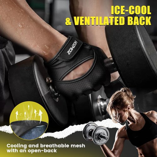 HOZMOZ Weight Lifting Gloves - Ventilated Design with Full Palm Protection & Shock Absorption for Men & Women