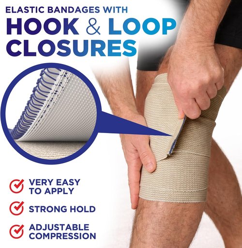 High-Performance Elastic Bandage Wrap - Strong Compression for Legs, Ankles, Wrists & Knees | 6 Pack (2x2in, 2x3in, 2x4in) - Ideal for First Aid & Post-Surgery Recovery