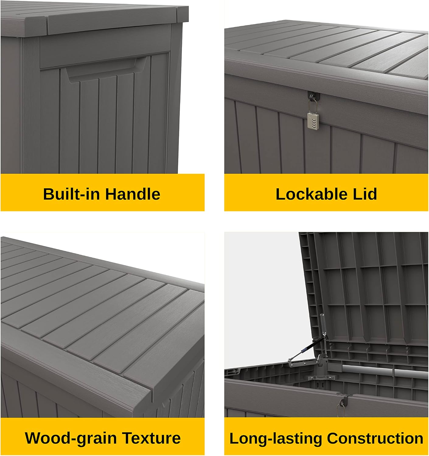 31 Gallon Waterproof Outdoor Storage Box - Lockable Resin Deck Bin for Patio Cushions & Tools - UV Resistant, Black