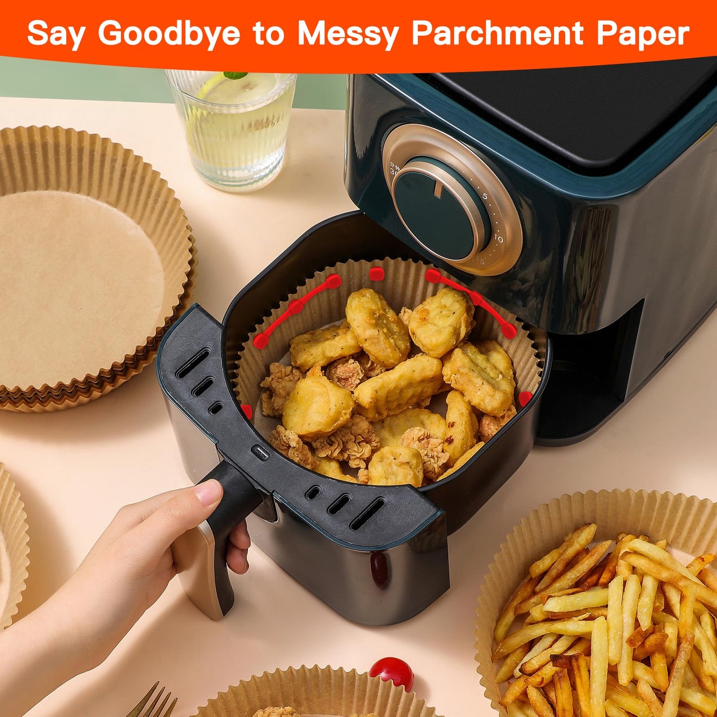 Air Fryer Magnets for Parchment Paper, Upgraded Powerful Magnetic Silicone Buckle for Holding Down Parchment Paper Liners, Lock Disposable Liners Safely and Prevent Paper to Burn