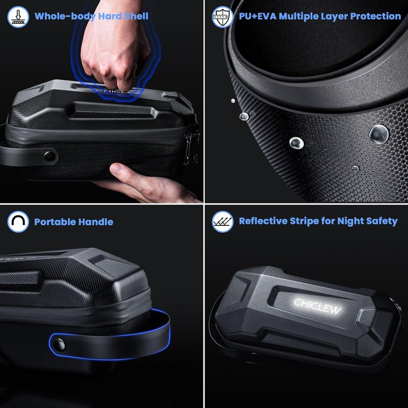 CHICLEW 3L Large Scooter Bag with Handle, Portable Electric Scooter Storage Bag, Waterproof XL Handlebar Pouch Bag for Scooters, Bikes, Segway Niu, with Small Coded Lock & Screw Fixation Design